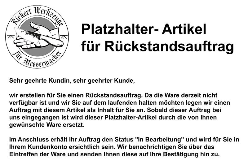 Rückstands-Auftrag (Platzhalter Artikel) dieser wird ersetzt